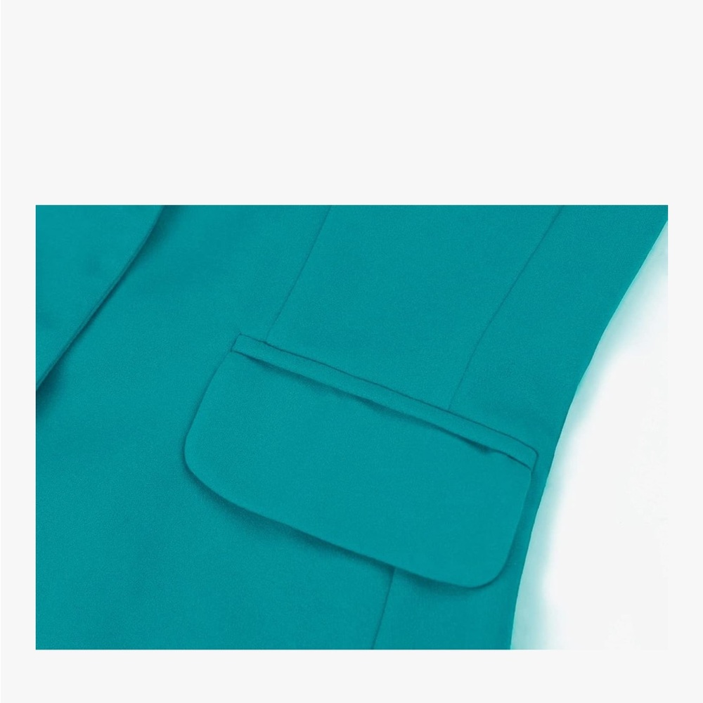 Teal Single-Button Tailored Blazer - Picture 6 of 8